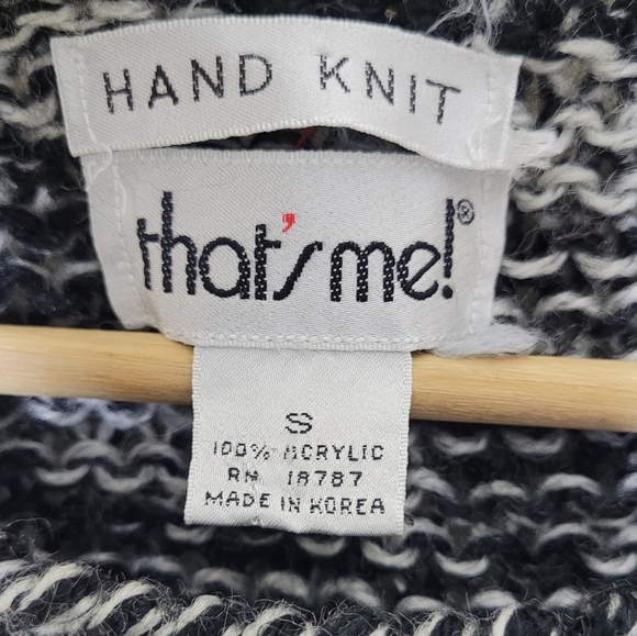 Vintage 80s Hand Knit Sweater Vest S Abstract New Wave Geometric Retro Korea - Picture 6 of 7